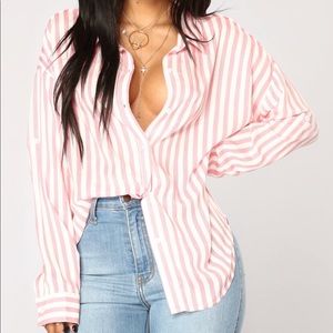Striped long sleeved button up
